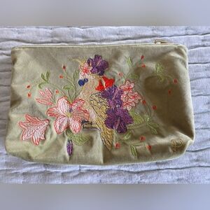 Powder Polyester Velvet Embroidered pouch